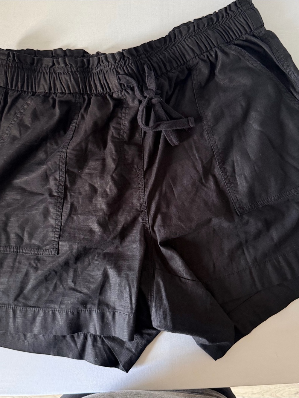 Lane Bryant Black Elastic-Waist Linen-like Shorts